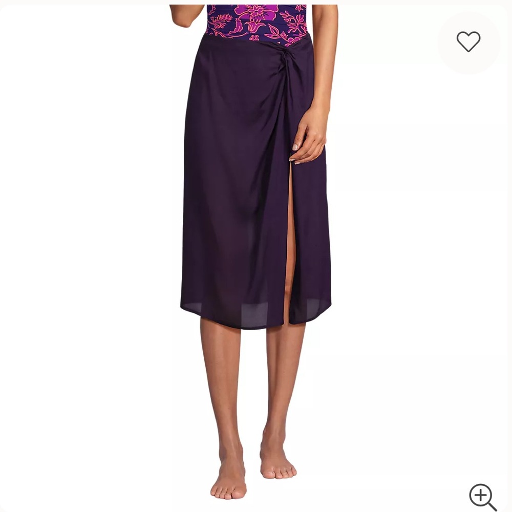 Lands' End Deep Purple Wrap Swim Coverup Skirt